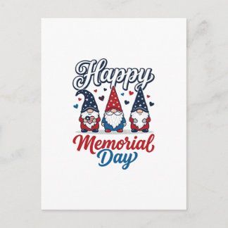 Cartão Postal Gnomo Patriótico Feliz Dia da Memória Camisa Vinta