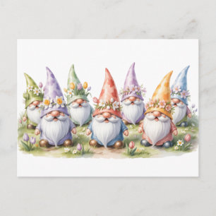 Cartão Postal Gnomos da Primavera em um Prado