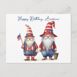 Cartão Postal Gnomos Patrióticos Americanos