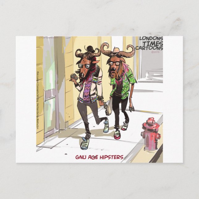 Cartão Postal Gnu Idade Hipsters Rick Londres Engraçado (Frente)