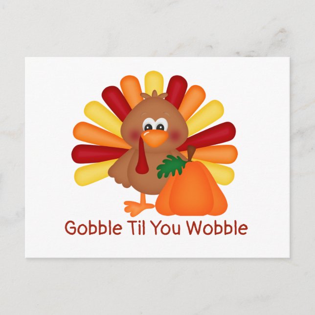 Cartão Postal Gobble Dia de Ação de Graças (Frente)