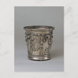 Cartão Postal Goblet gravado com esqueletos segurando máscaras