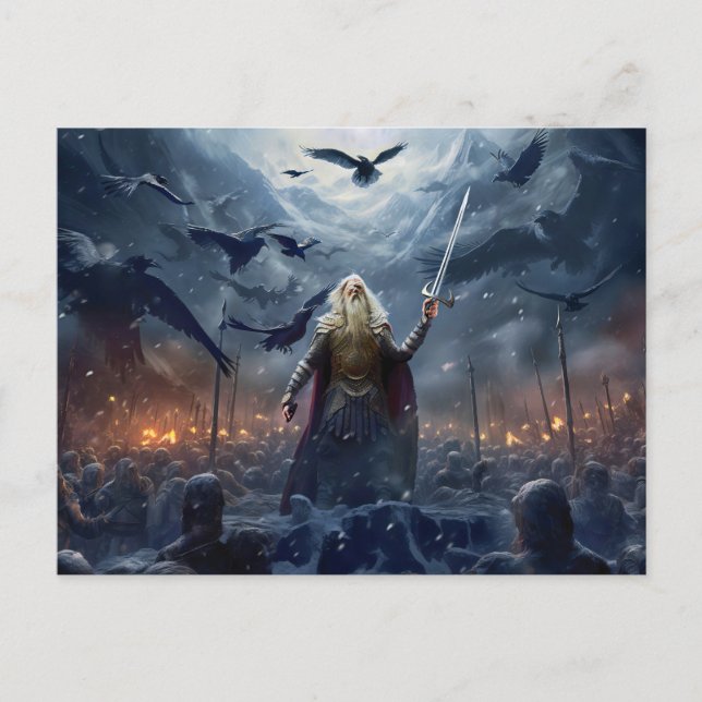 Cartão Postal God Odin leads Einherjer Warrior of Asgards  (Frente)