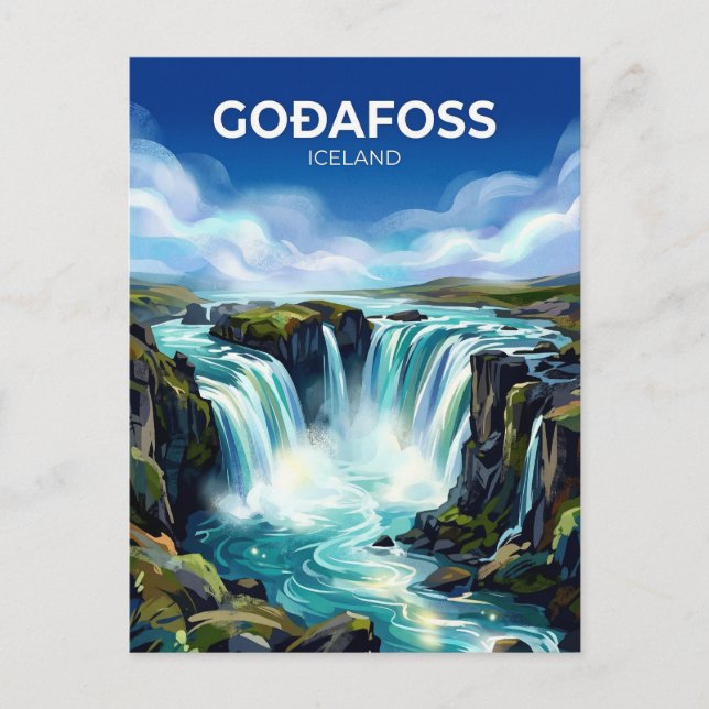 Cartão Postal Goðafoss Islândia (Frente)