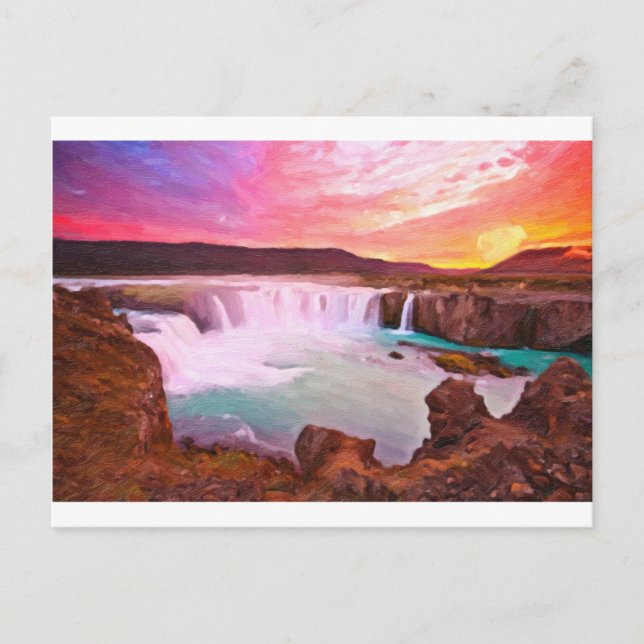 Cartão Postal Godafoss, Norte da Islândia 3 arte (Frente)