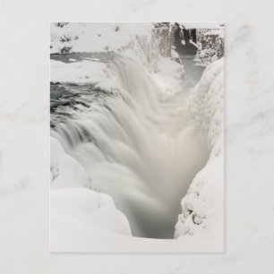 Cartão Postal Godafoss waterfall, winter, Iceland