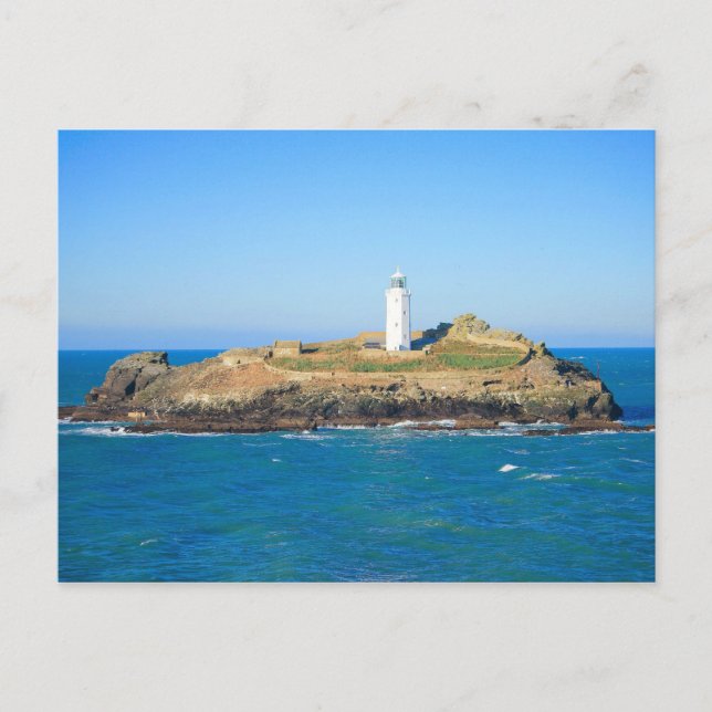 Cartão Postal Godrevy Lighthouse em Cornwall (Frente)