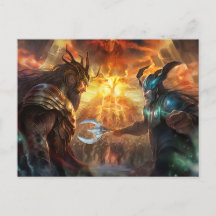 Gods Heimdall and Loki fighting at Ragnarök