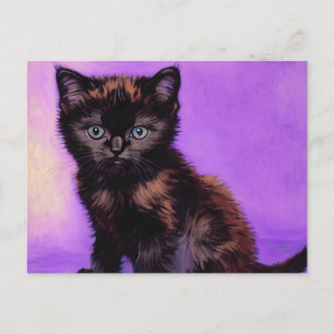 Cartão Postal Gogh Style Purple Cat