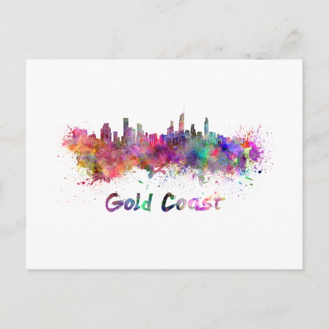 Cartão Postal Gold Coast skyline in watercolor (Frente)