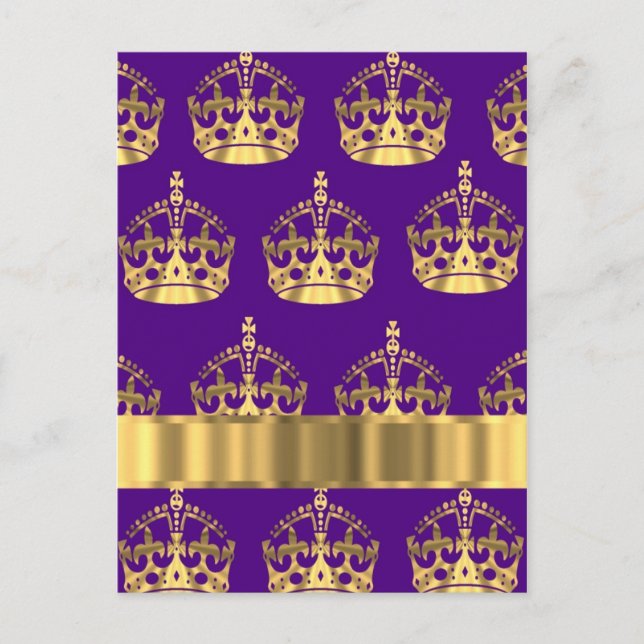 Cartão Postal Gold crowns on purple (Frente)