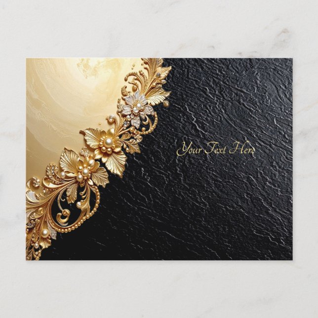 Cartão Postal Gold Floral Embellishments Postcard (Frente)