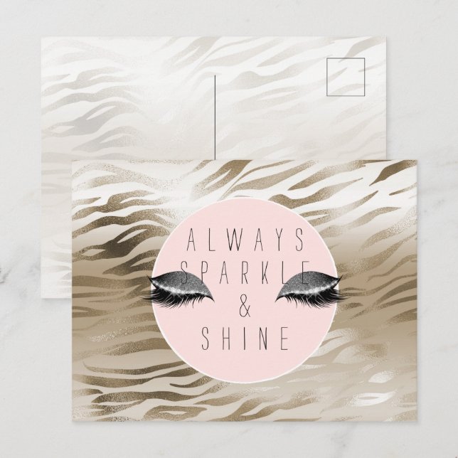Cartão Postal Gold Glam Glitzy Silver Sparkle Eyes Stripes   (Frente/Verso)