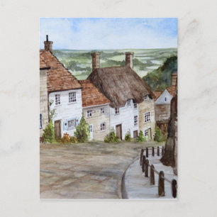 Cartão Postal Gold Hill, Shaftesbury, Dorset Pintura em Aquarela