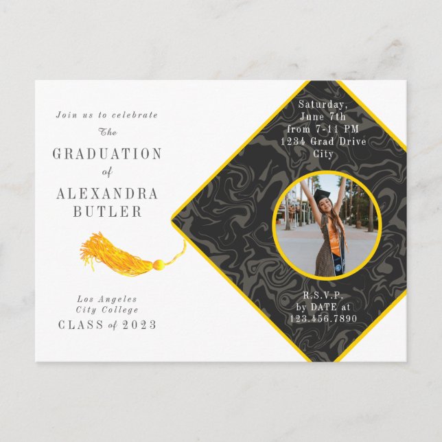Cartão Postal Gold Tassel Photo Script Class of 2023 Graduation (Frente)