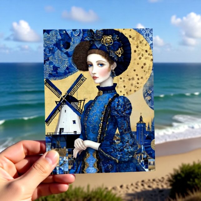 Cartão Postal Golden Dutch Woman Landscape (Criador carregado)