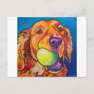 Cartão Postal Golden retriever com bola
