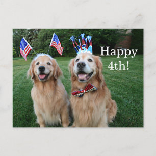Cartão Postal Golden Retriever Dia da Independência ao Ar Livre