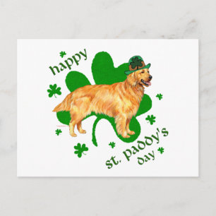 Cartão Postal Golden Retriever Dia de São Patrício