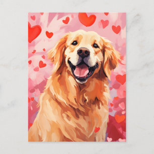 Cartão Postal Golden Retriever dia dos namorados