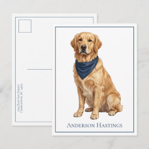 Cartão Postal Golden Retriever Elegante Personalizado