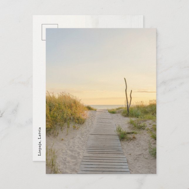 Cartão Postal Golden sunset Baltic sea view in Liepaja, Latvia (Frente/Verso)