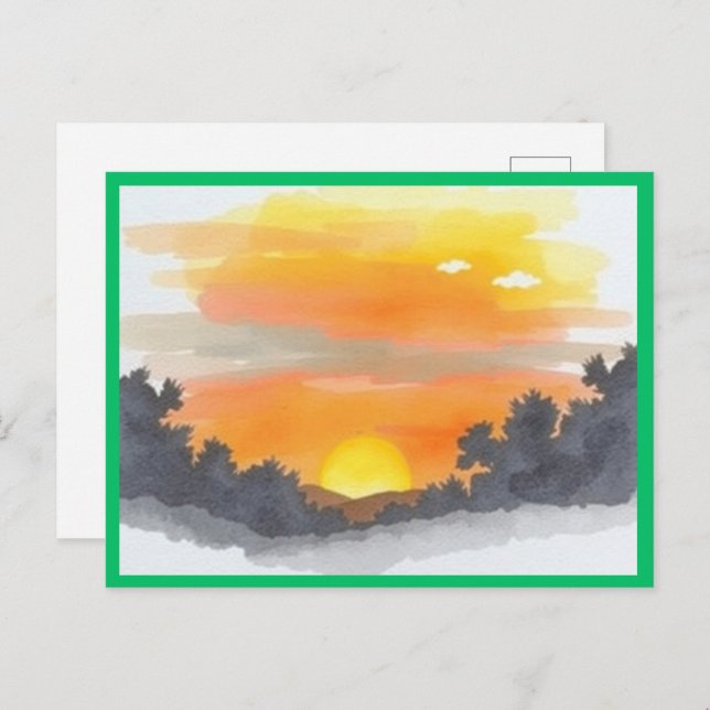 Cartão Postal Golden Sunset Horizon Scenic Postcard (Frente/Verso)