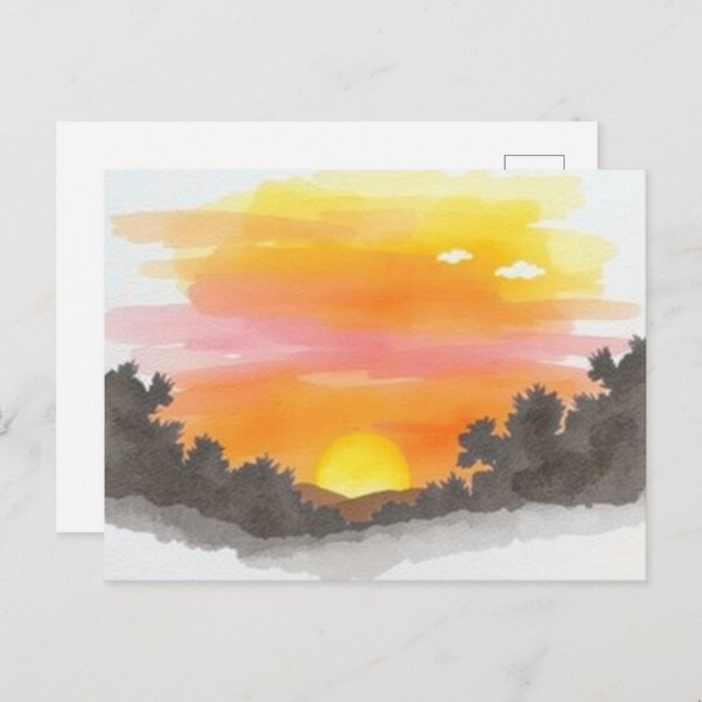 Cartão Postal Golden Sunset Horizon Scenic Postcard (Frente/Verso)