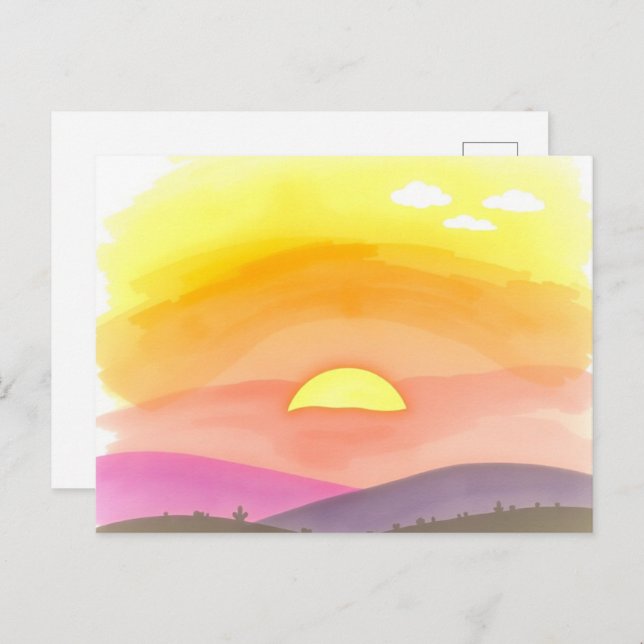 Cartão Postal Golden Sunset Horizon Scenic Postcard (Frente/Verso)