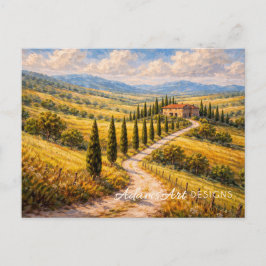 Cartão Postal Golden Tuscan Countryside Villa Landscape