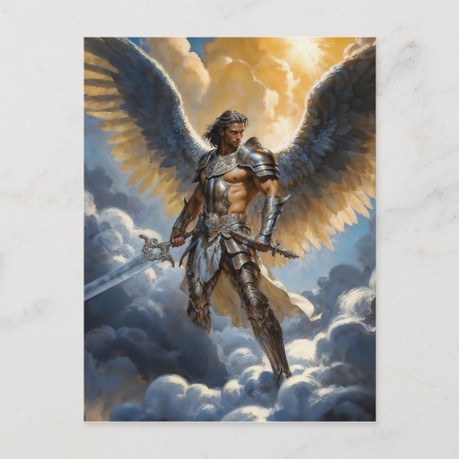 Cartão Postal Golden Warrior of Heaven Archangel Michael (Frente)