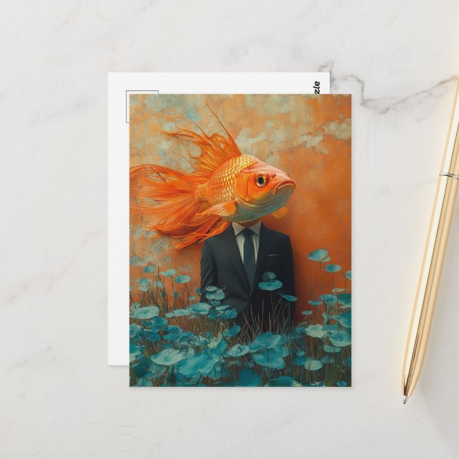 Cartão Postal Goldfish in a Suit (Frente/Verso In Situ)