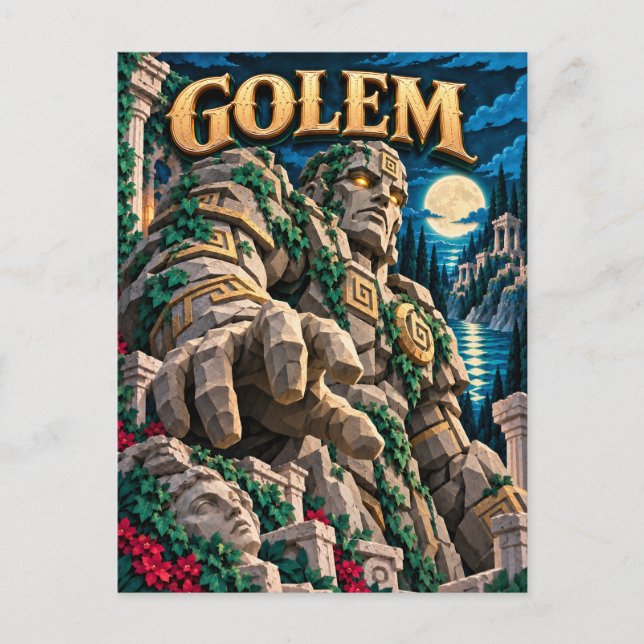 Cartão Postal Golem, Monstro de Corte de Papel (Frente)
