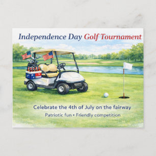 Cartão Postal Golf 4 de julho carrinho de golfe no campo no Dia 