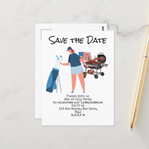 Cartão Postal Golf 4 de julho Salva a Data Dia da Independência