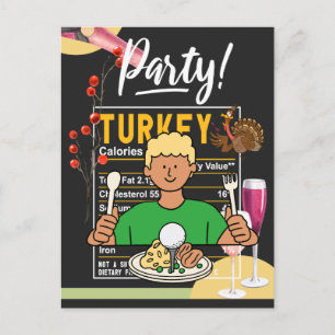 Cartão Postal Golf Ação de Graças golfista comendo bola de peru