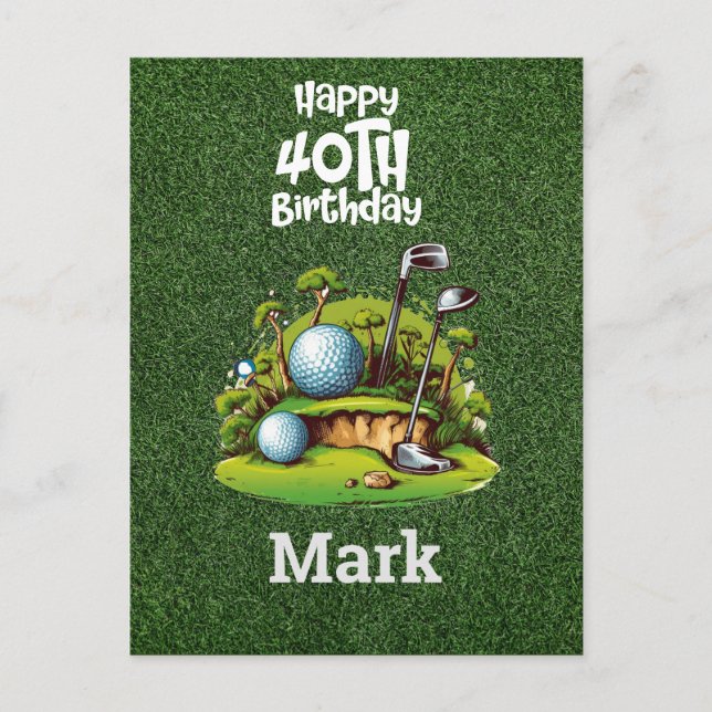 Cartão Postal Golf aniversário de 40 anos Golfer Anos de Ser Inc (Frente)