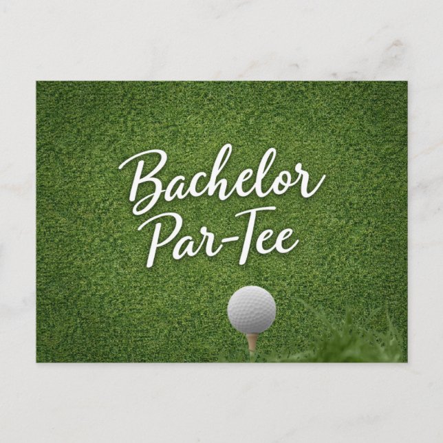 Cartão Postal Golf Bachelor temático em grama verde (Frente)