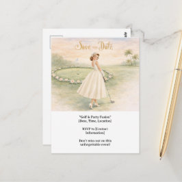 Cartão Postal Golf Bachelorette woman golfer is golfing