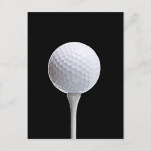Cartão Postal Golf Ball and Tee on Black- Personalizado