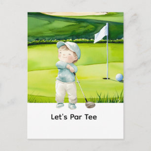 Cartão Postal Golf Bebê Menino em Azul golfe curto