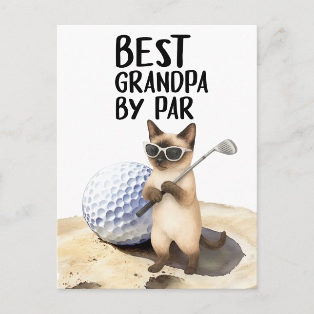 Cartão Postal Golf Cat está jogando golfe no Best Grand Pa de Pa (Frente)