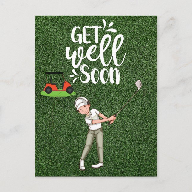 Cartão Postal Golf, fique bem logo com golfe no verde (Frente)