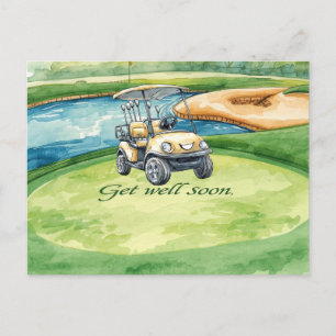 Cartão Postal Golf, fique bem logo com texto e bola em verde