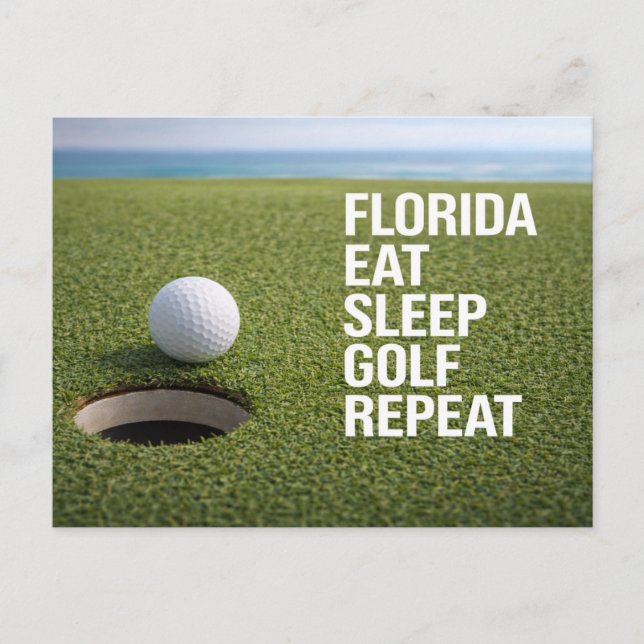 Cartão Postal Golf Florida temático com bola no verde  (Frente)