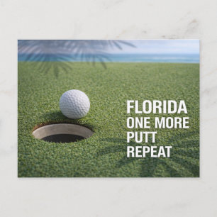 Cartão Postal Golf Florida temático com bola no verde 
