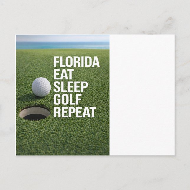Cartão Postal Golf Florida temático com bola no verde  (Frente)