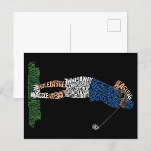 Cartão Postal Golf Golfing Word Art