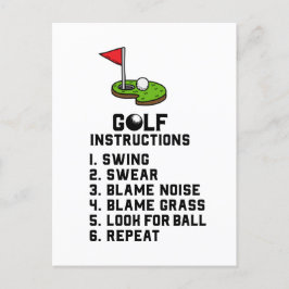 Cartão Postal Golf Instruction Swing Sweat Flag hole on green