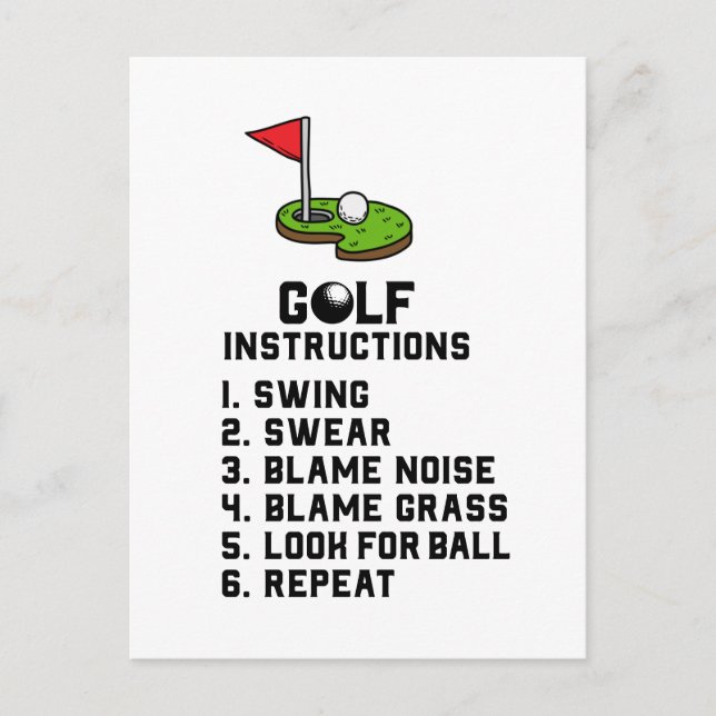 Cartão Postal Golf Instruction Swing Sweat Flag hole on green (Frente)